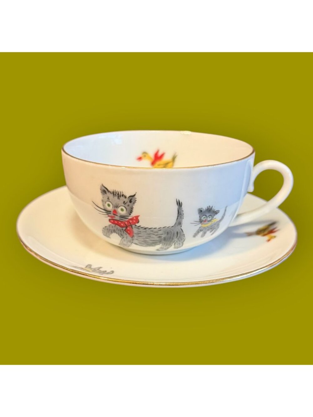 Seltmann Weiden Bavaria Vintage Kitsch Animals Children's Teacup & Saucer
